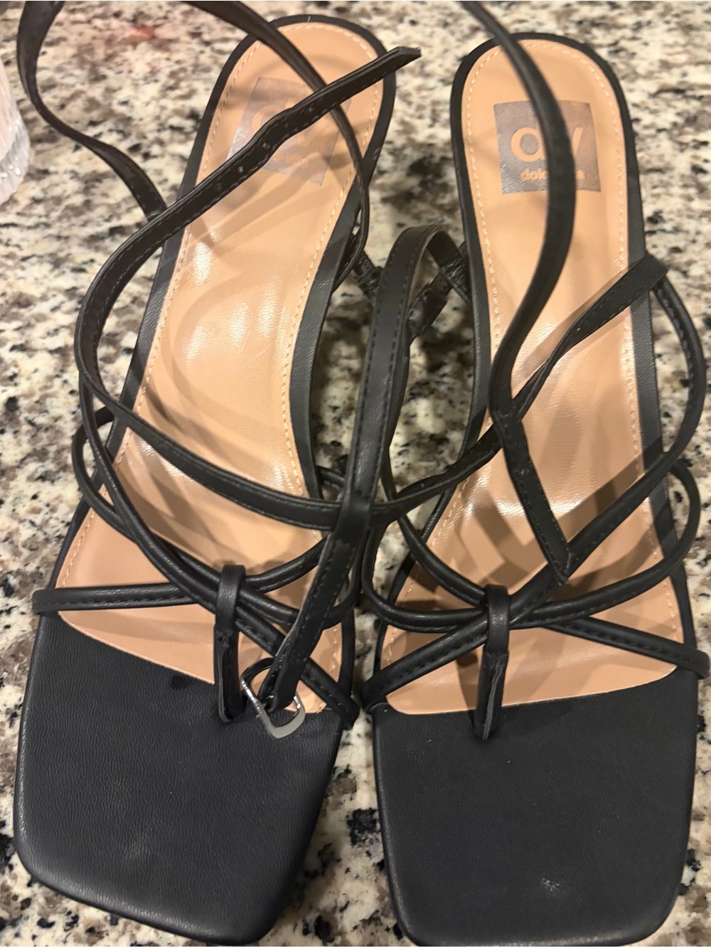 Dolce Vita Black Strappy Square-Toe Heels